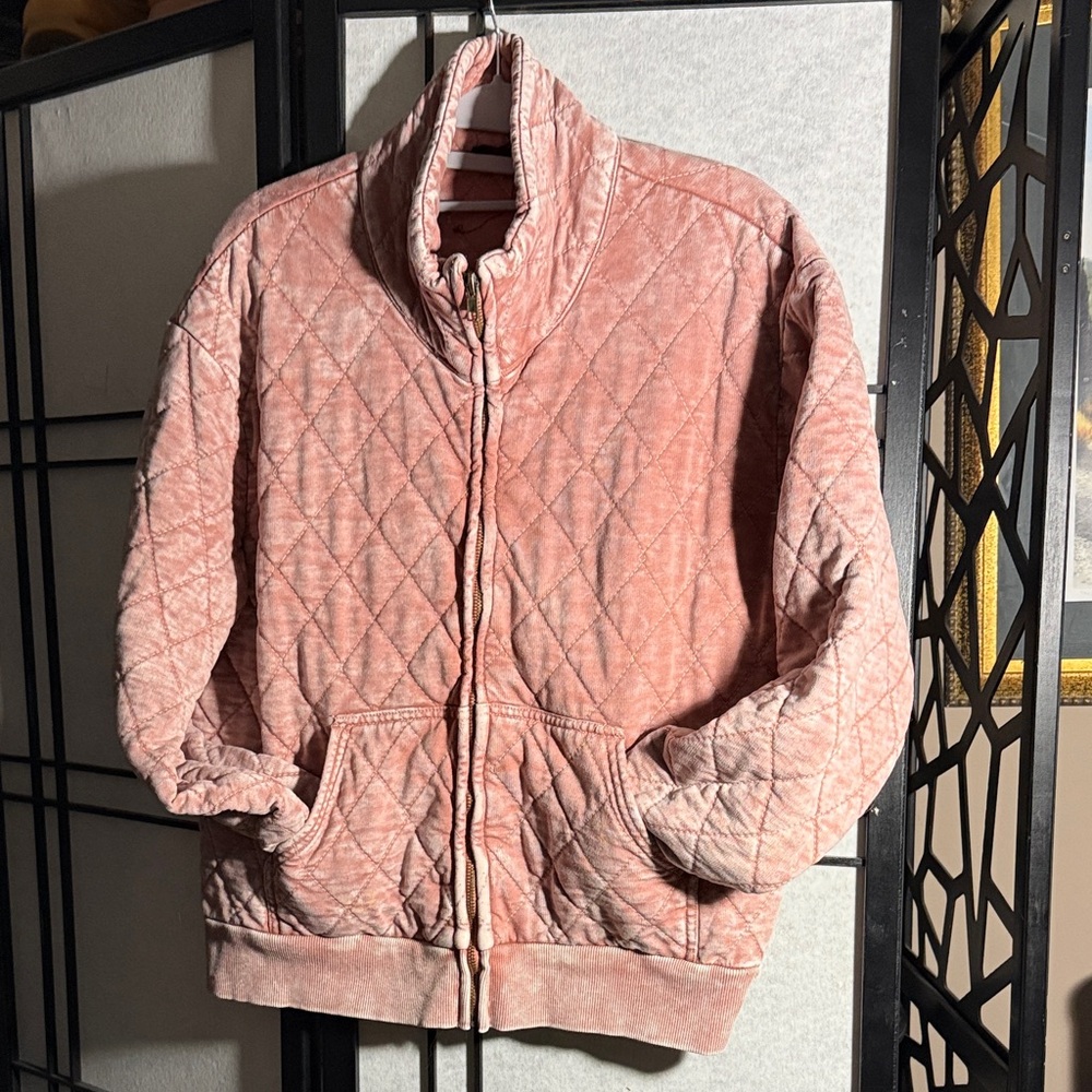 Jane and Delancey Blush Quilted Bomber Jacket